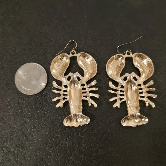 Red Enamel Lobster Dangle Earrings - Picture 3 of 3